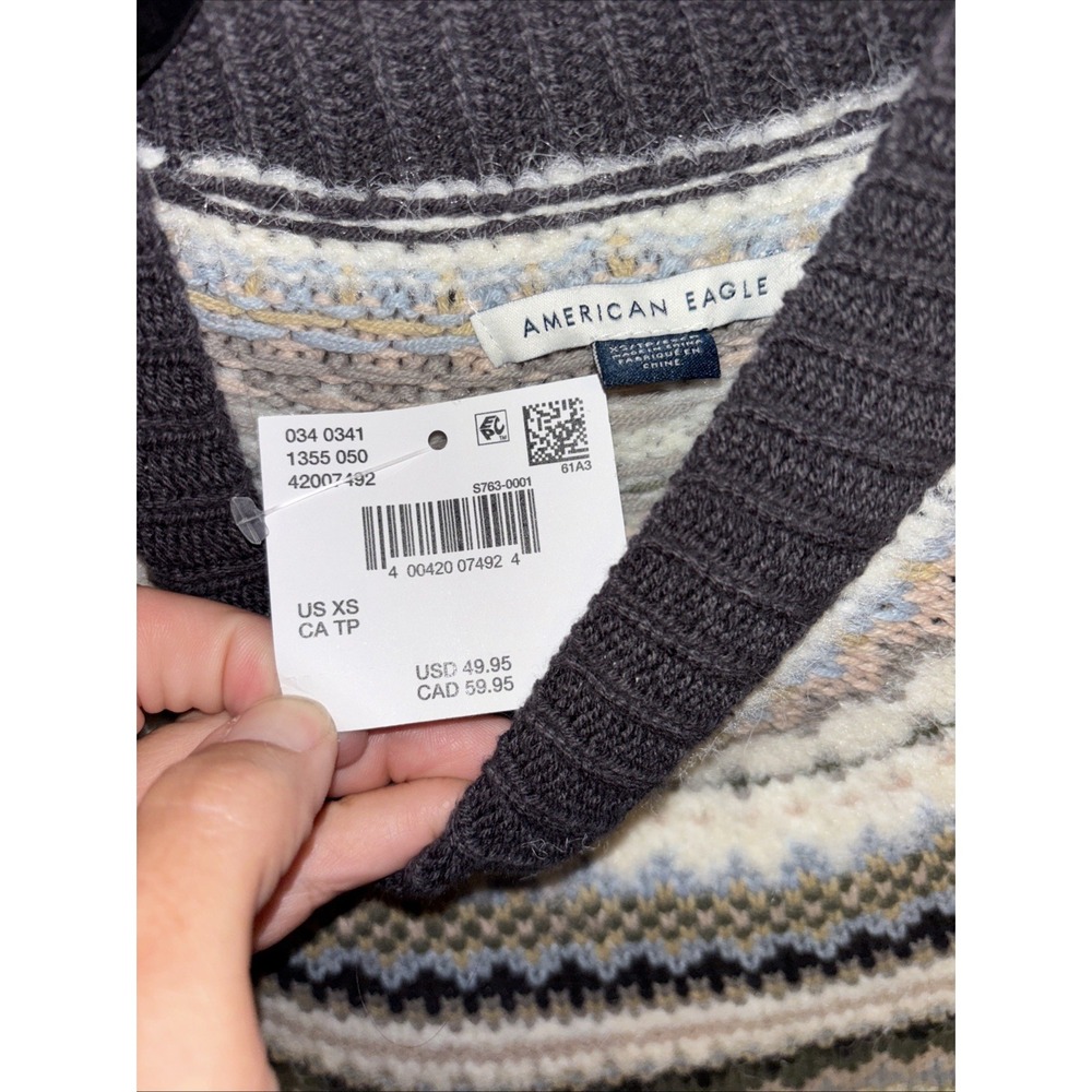 NWT American Eagle XS Festive Feels Sweater Cropped Fair Isle Cozy Mockneck - Picture 5 of 11